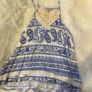 Blue paisley tank top